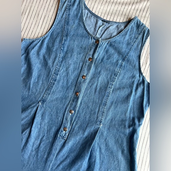 Denim Tank Sleeveless One Piece Romper Jumper Shorts Button Front Closure L/XL - Picture 4 of 11